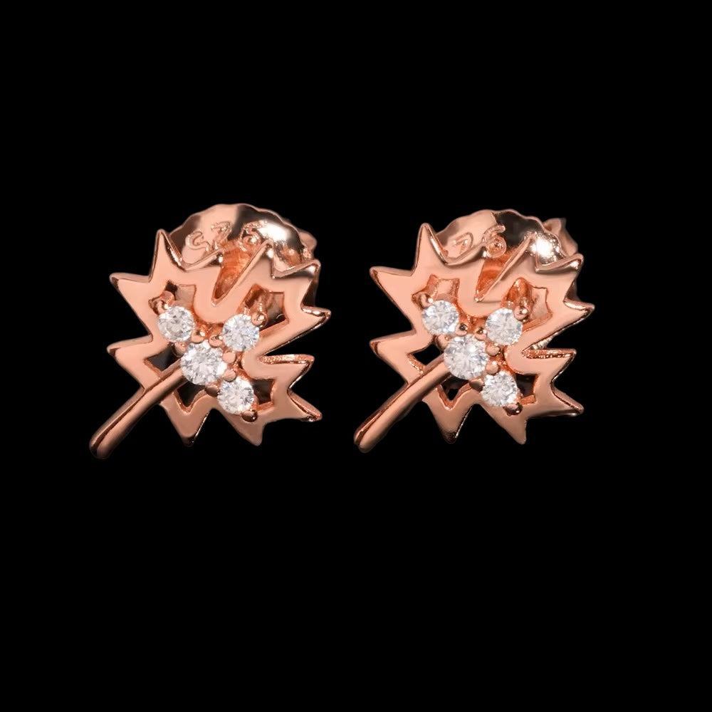 Studs Maple Leaf En Moissanite - Solitaire