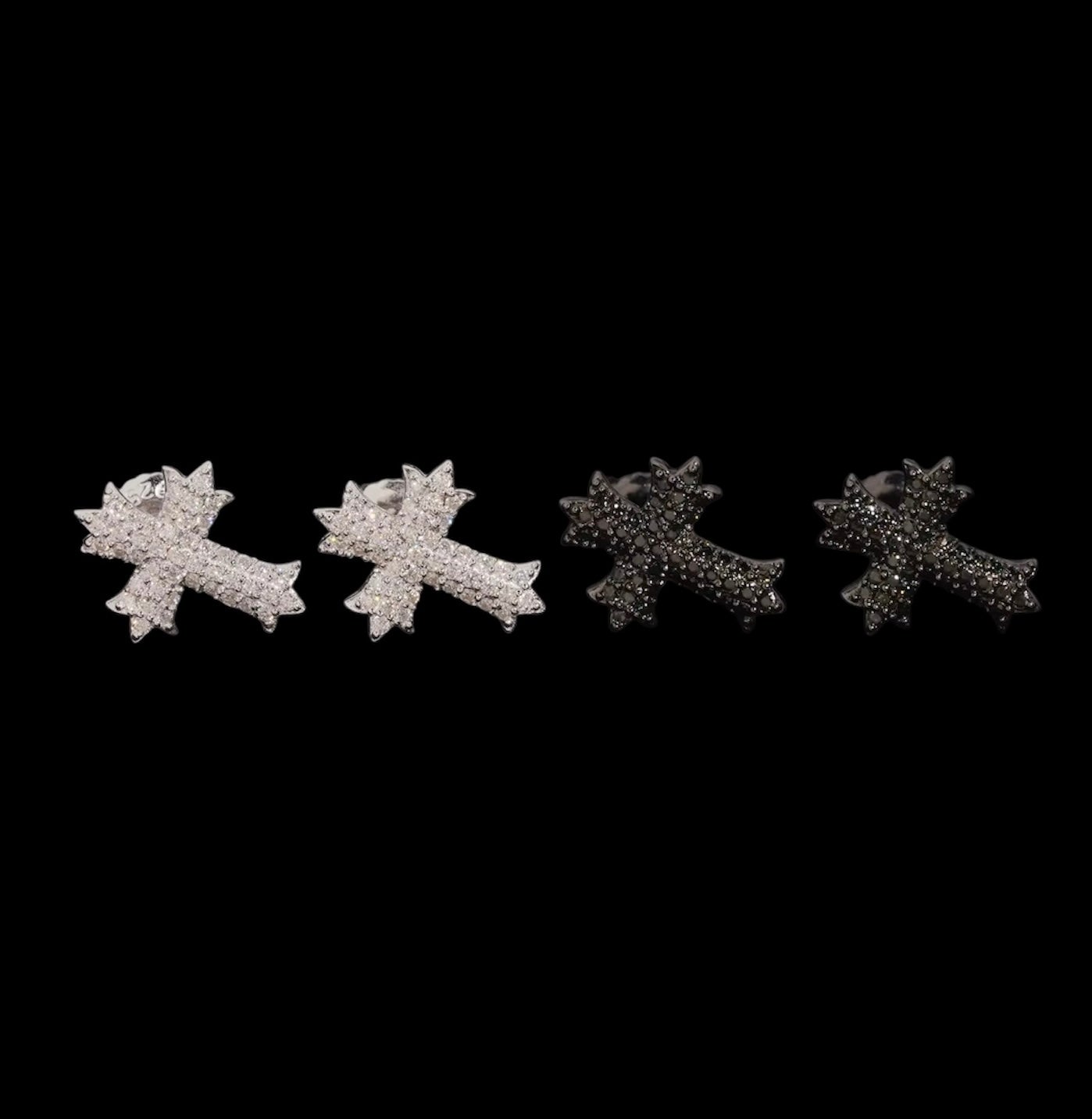 Studs Iced Out Cross En Moissanite - Solitaire
