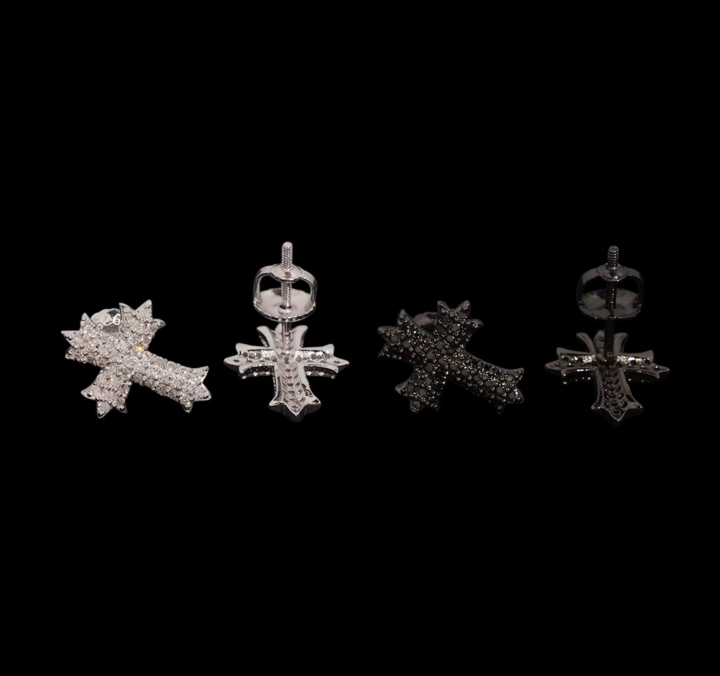 Studs Iced Out Cross En Moissanite - Solitaire