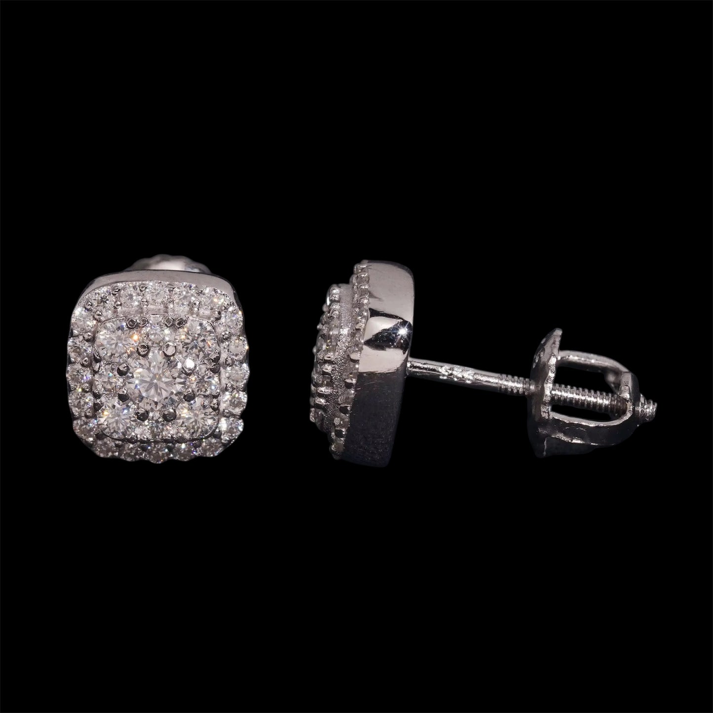 Studs Carrée Royaux Iced Out En Moissanite - Solitaire