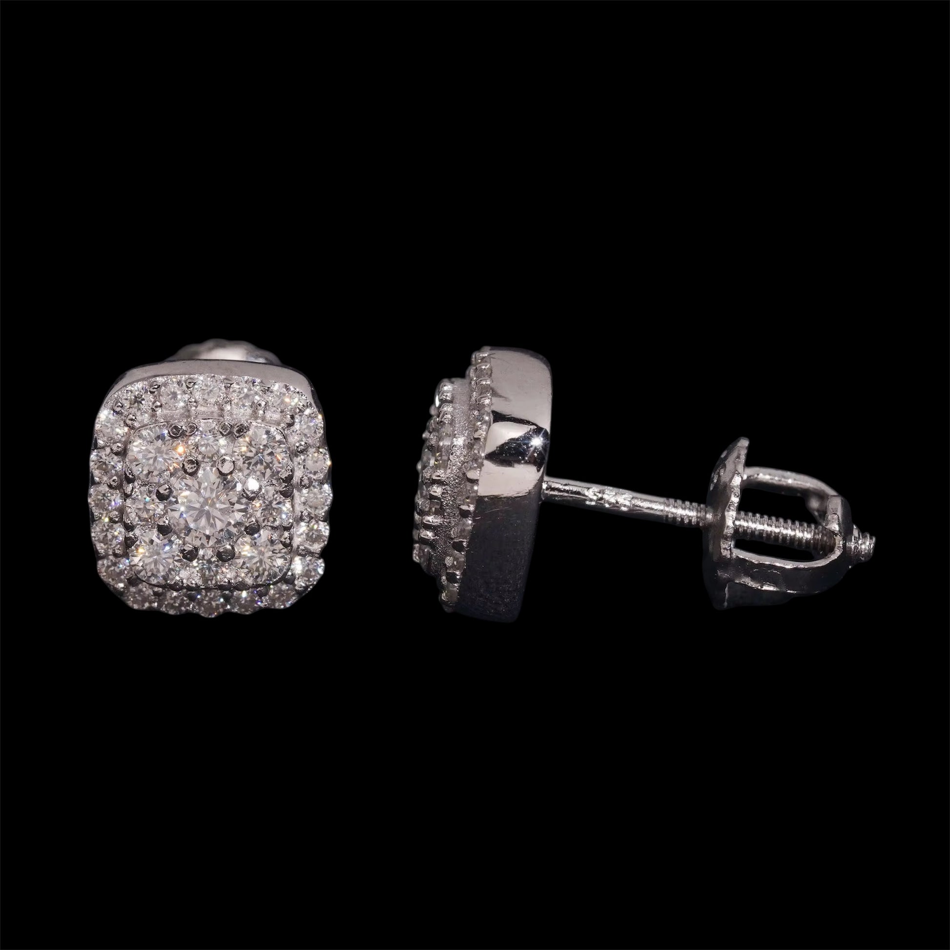 Studs Carrée Royaux Iced Out En Moissanite - Solitaire