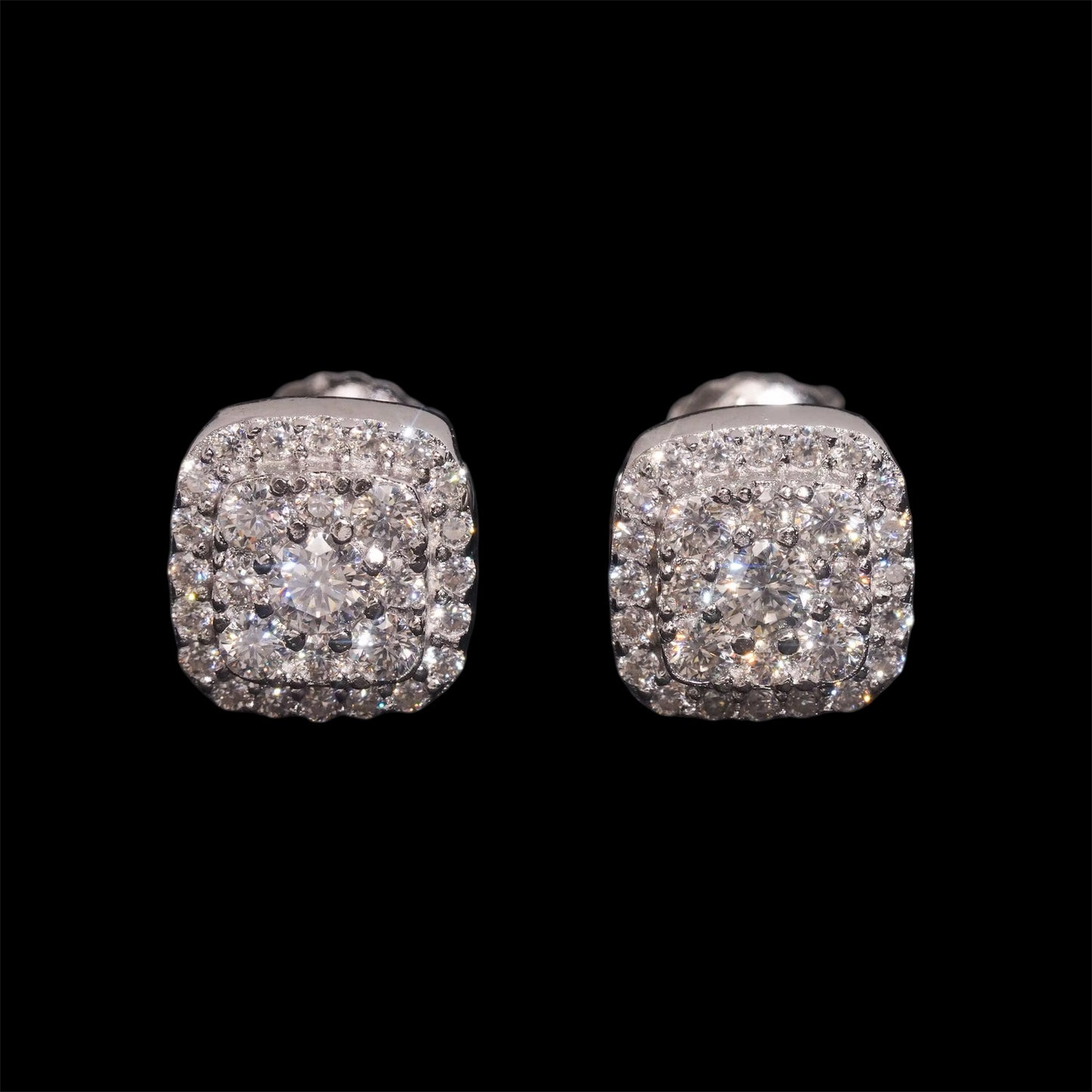 Studs Carrée Royaux Iced Out En Moissanite - Solitaire