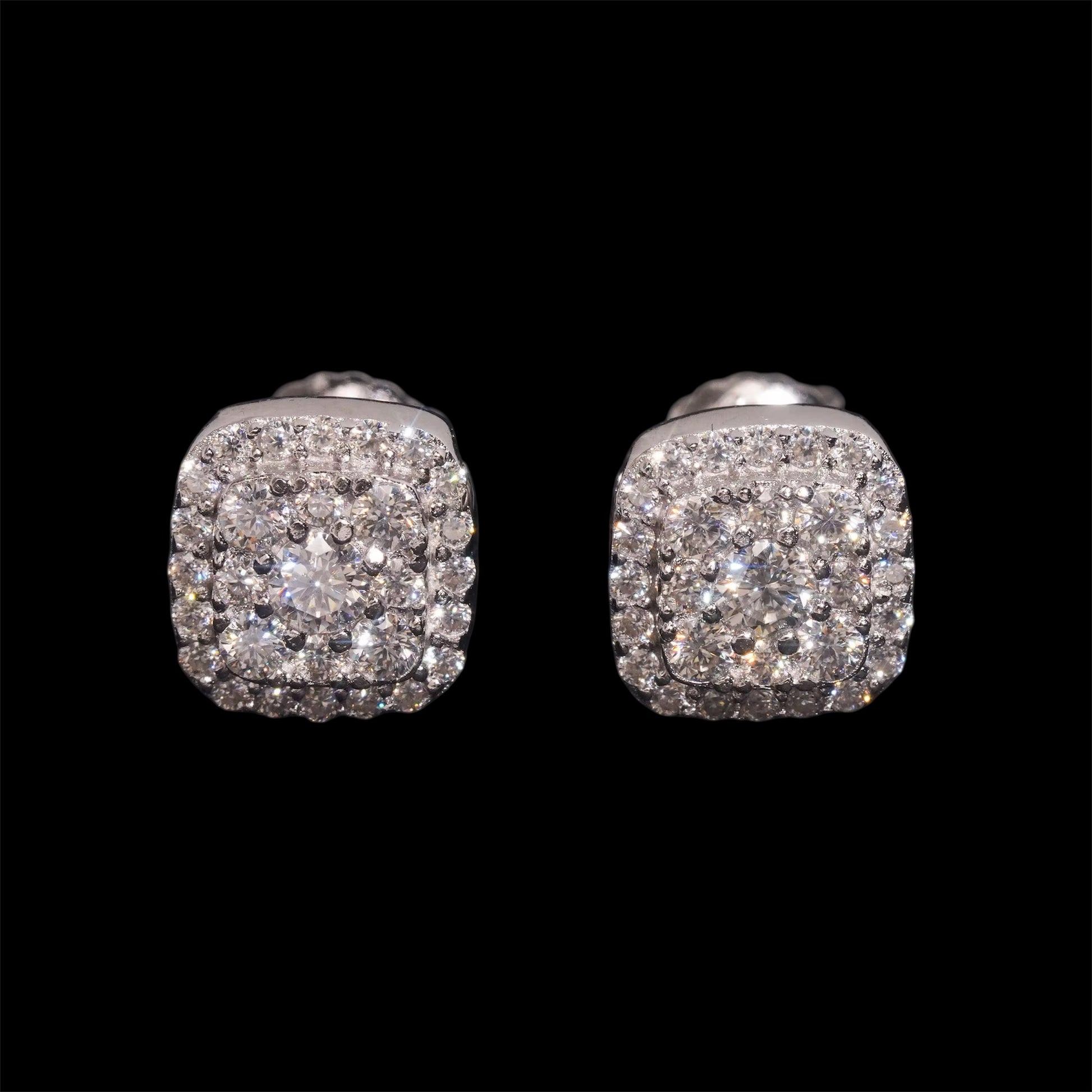 Studs Carrée Royaux Iced Out En Moissanite - Solitaire
