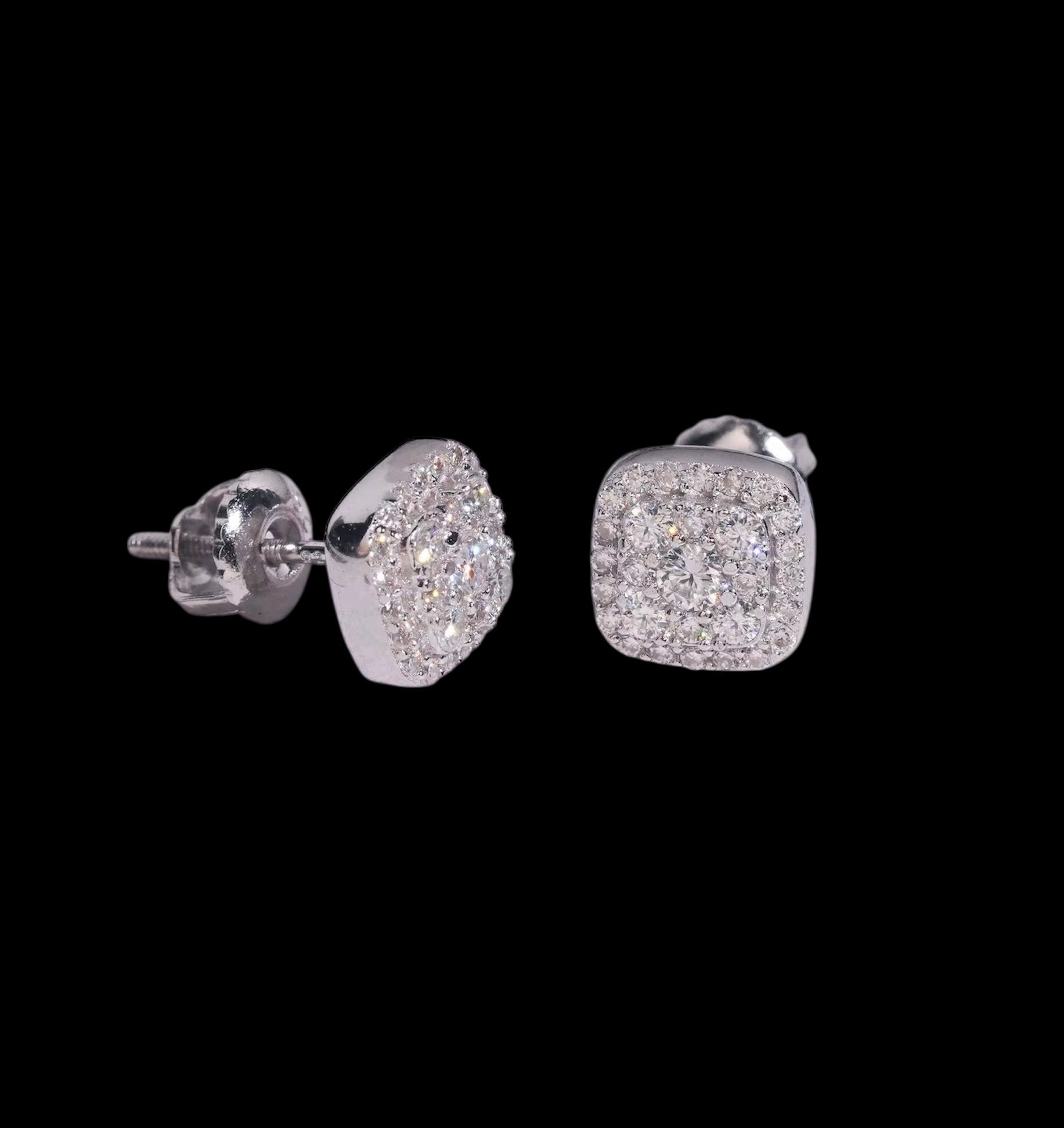 Studs Carrée Royaux Iced Out En Moissanite - Solitaire