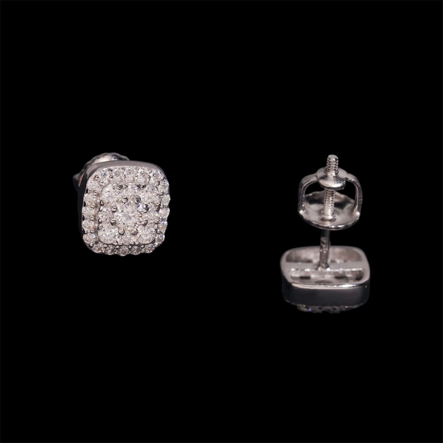 Studs Carrée Royaux Iced Out En Moissanite - Solitaire