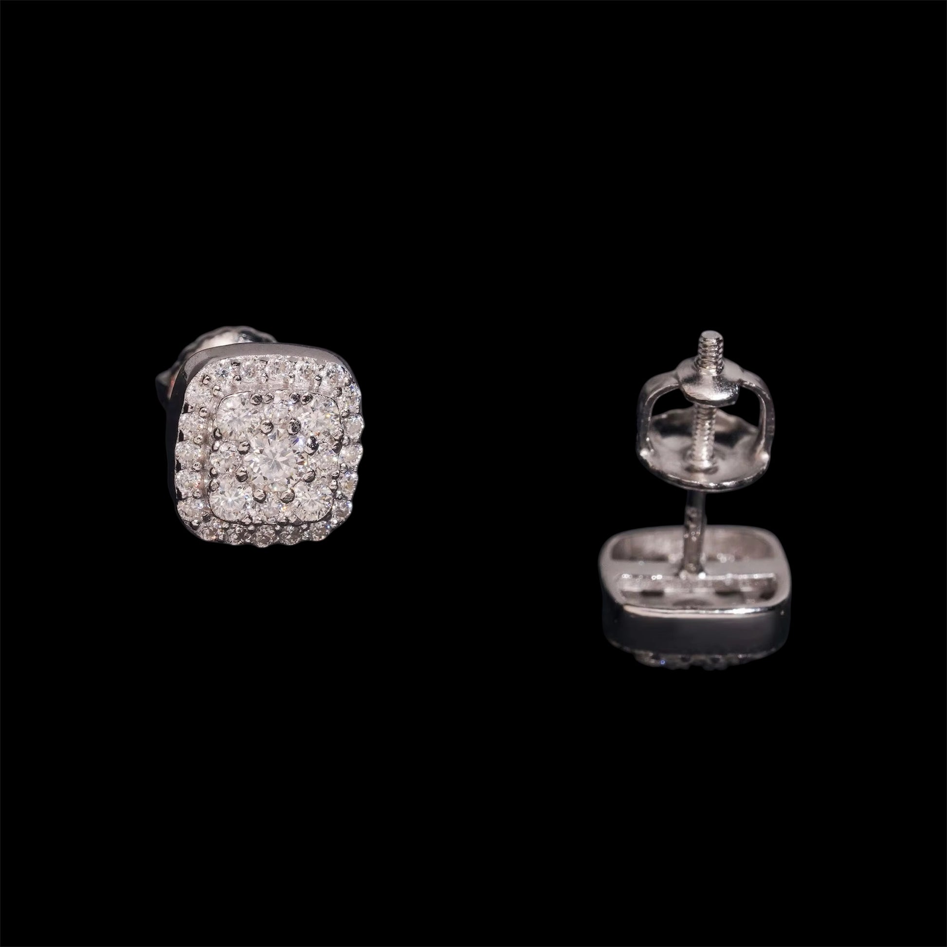 Studs Carrée Royaux Iced Out En Moissanite - Solitaire