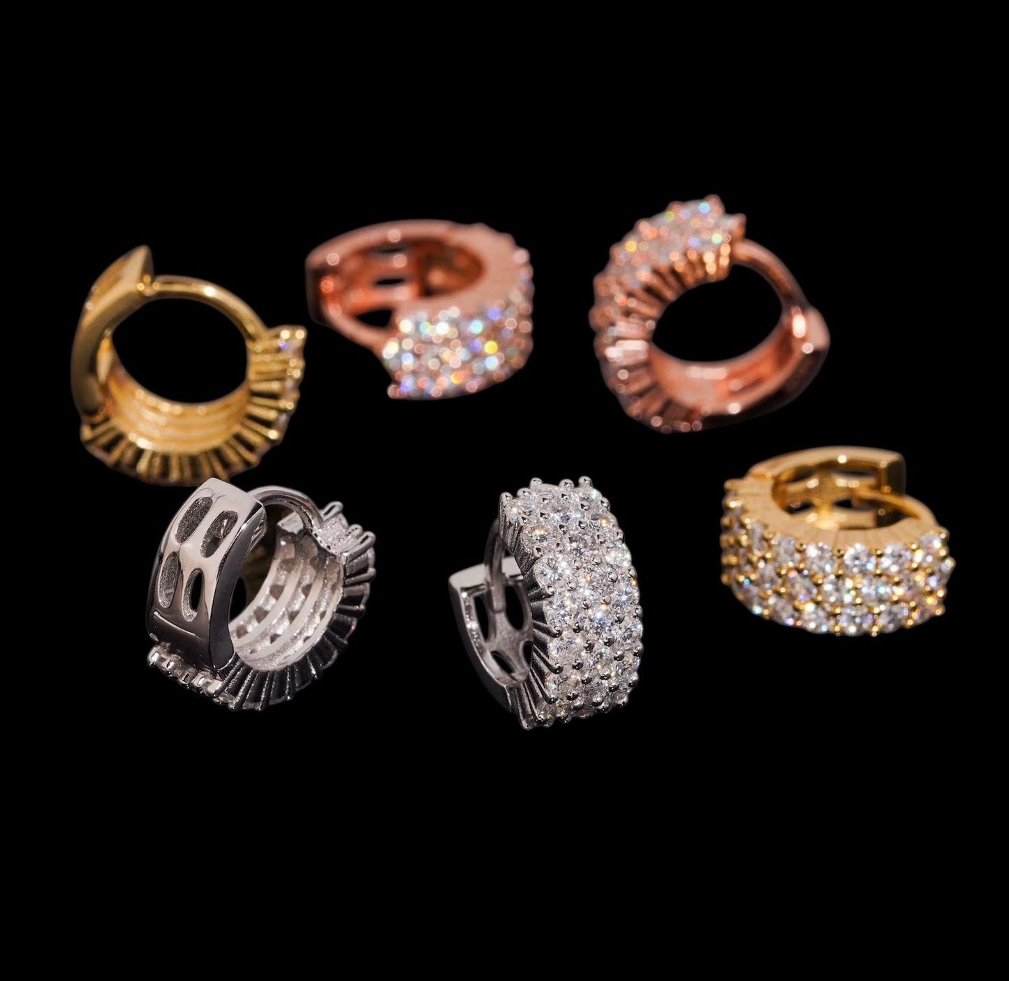 Hoops Triple Iced Out En Moissanite - Solitaire
