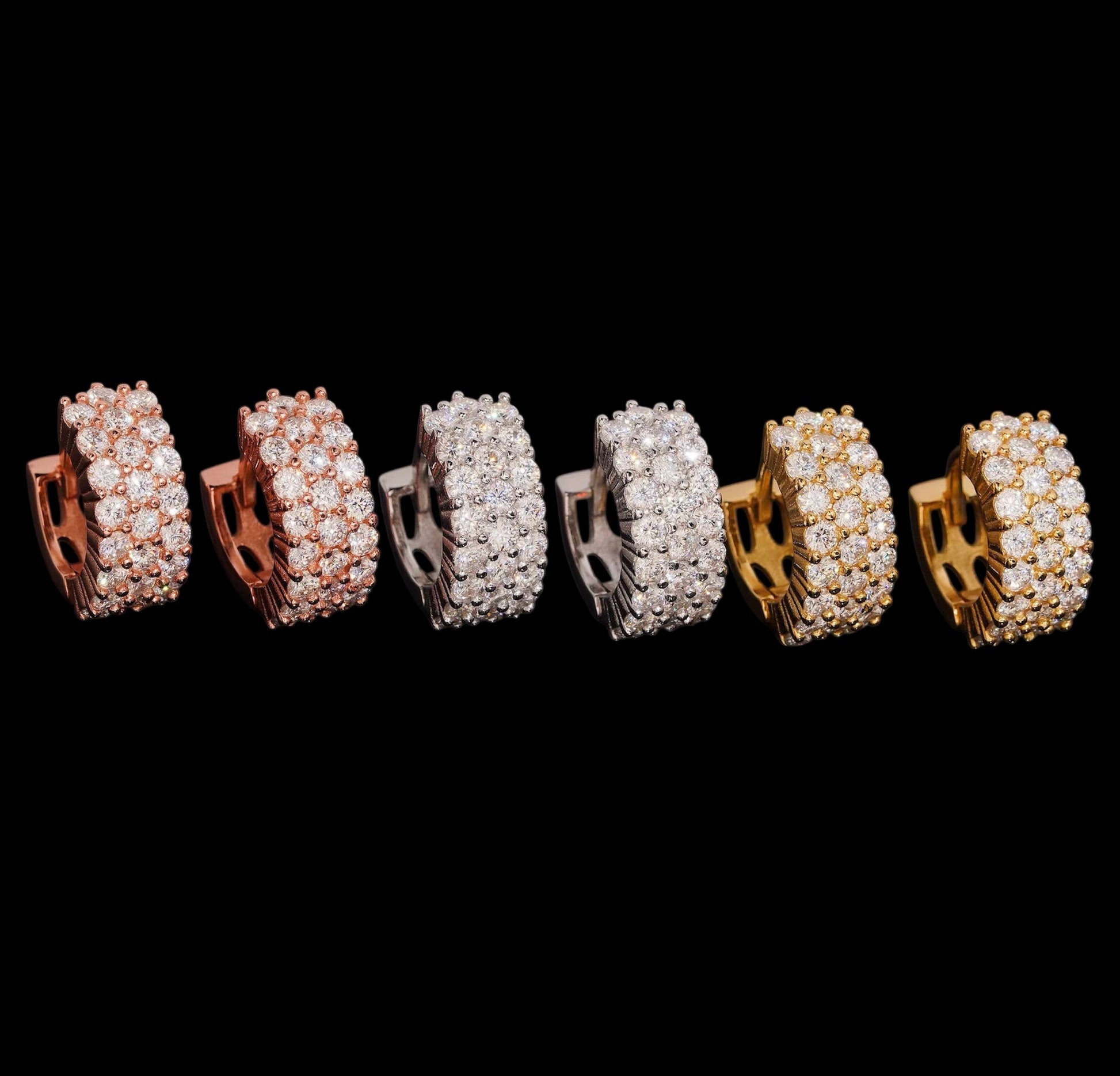 Hoops Triple Iced Out En Moissanite - Solitaire