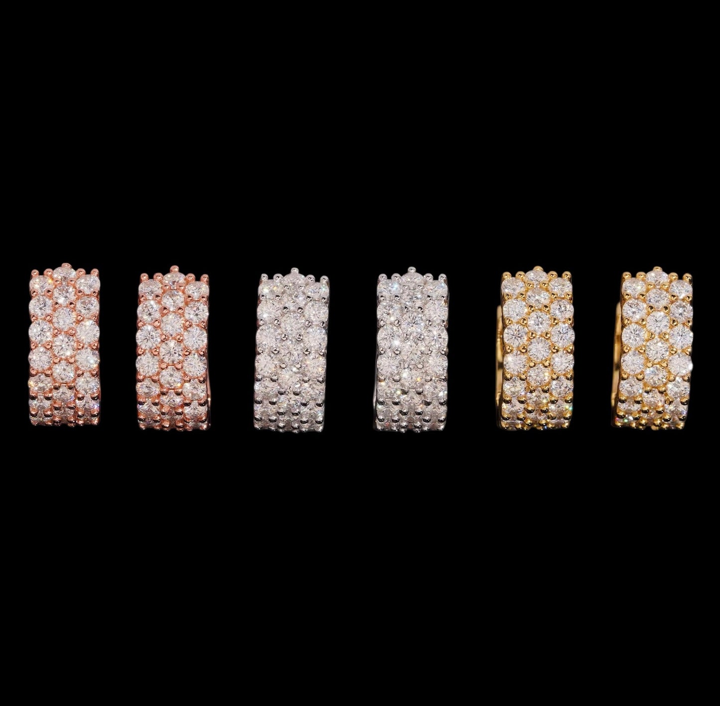 Hoops Triple Iced Out En Moissanite - Solitaire