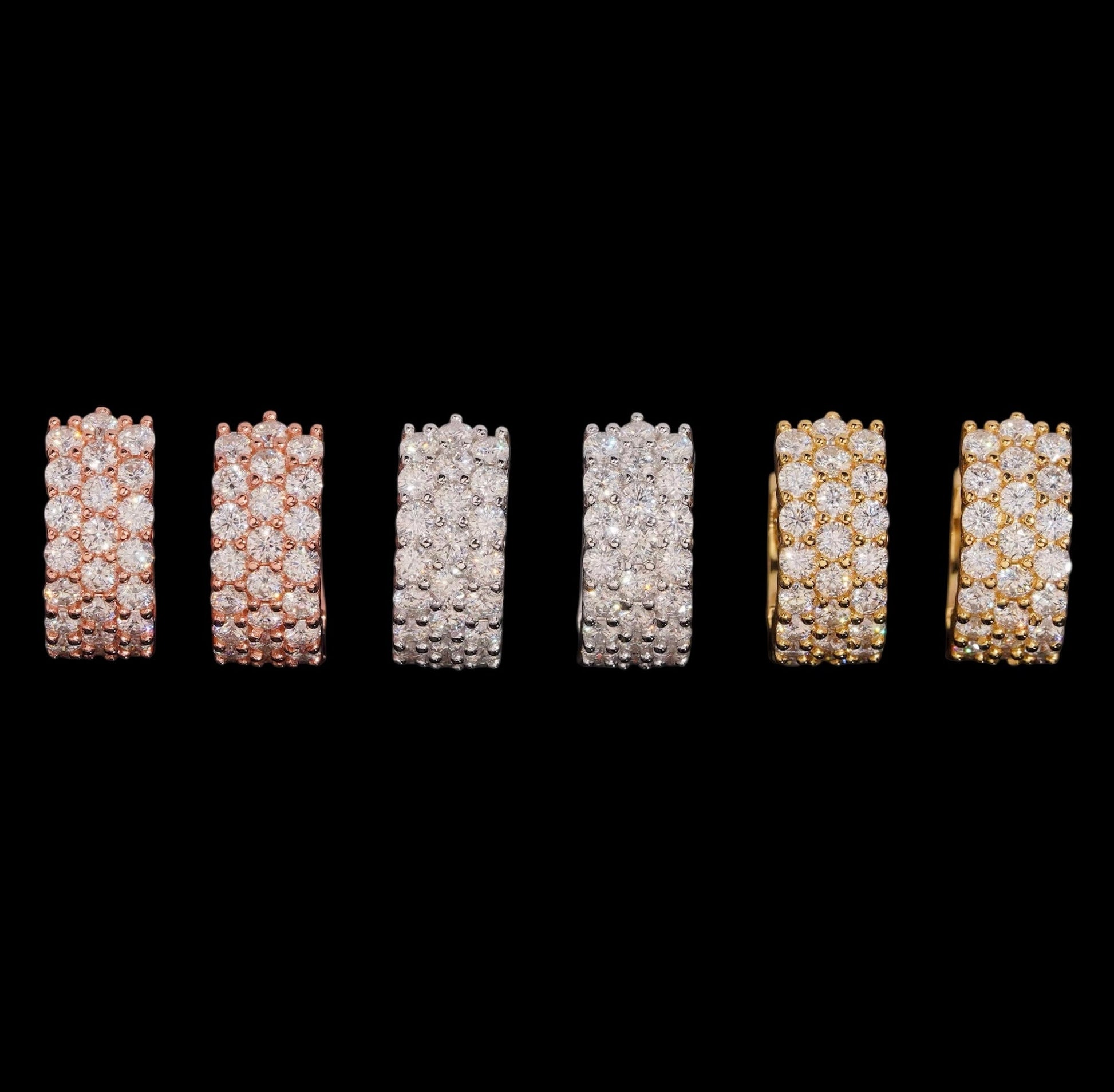 Hoops Triple Iced Out En Moissanite - Solitaire