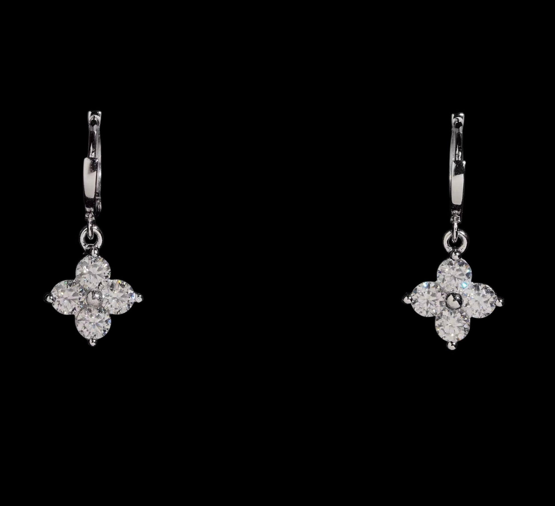 Hoops Fleur Clover En Moissanite - Solitaire