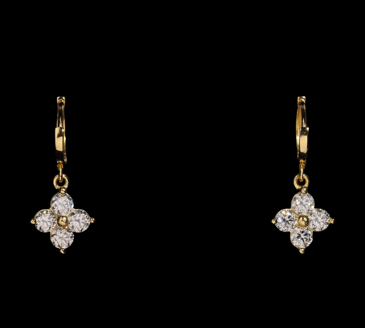 Hoops Fleur Clover En Moissanite - Solitaire