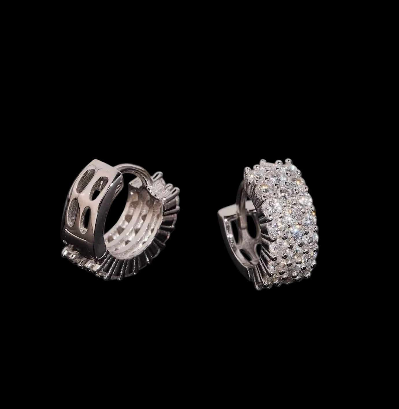Hoops Triple Iced Out En Moissanite - Solitaire