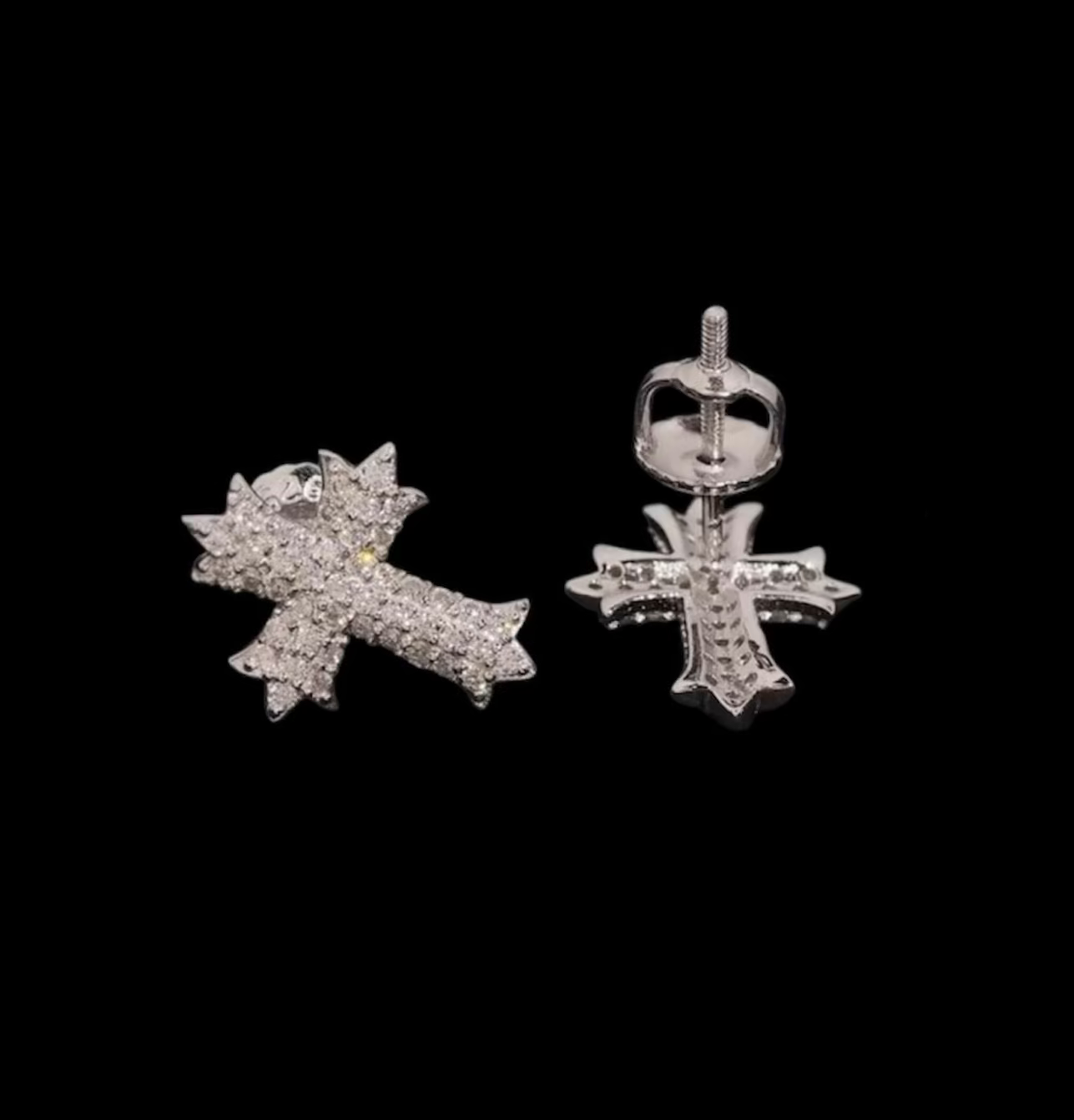 Studs Iced Out Cross En Moissanite - Solitaire