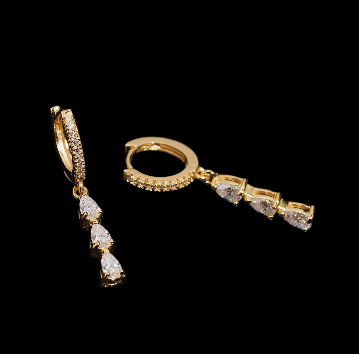 Hoops Triple Pear Cut En Moissanite - Solitaire