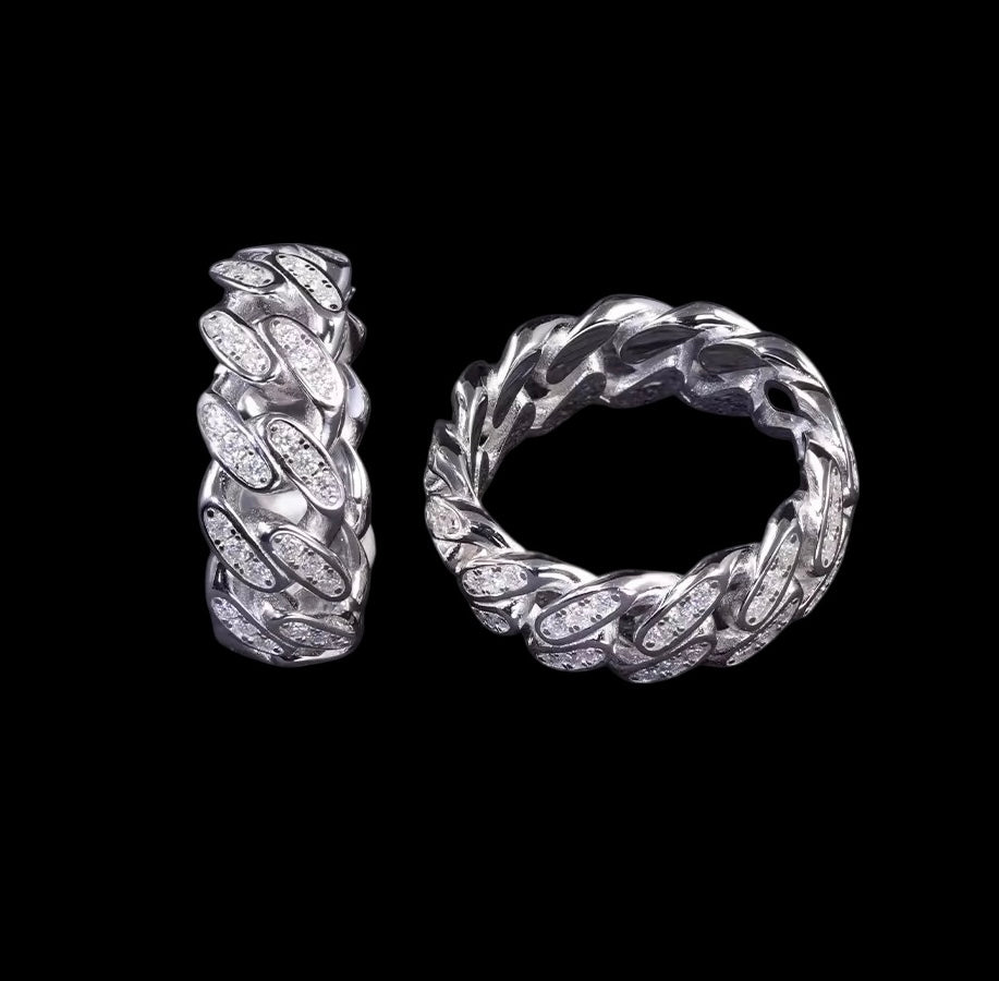 Bague Cuban 2 Row En Moissanite - Solitaire