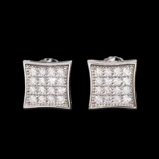 Studs Rounded Square En Moissanite - Solitaire
