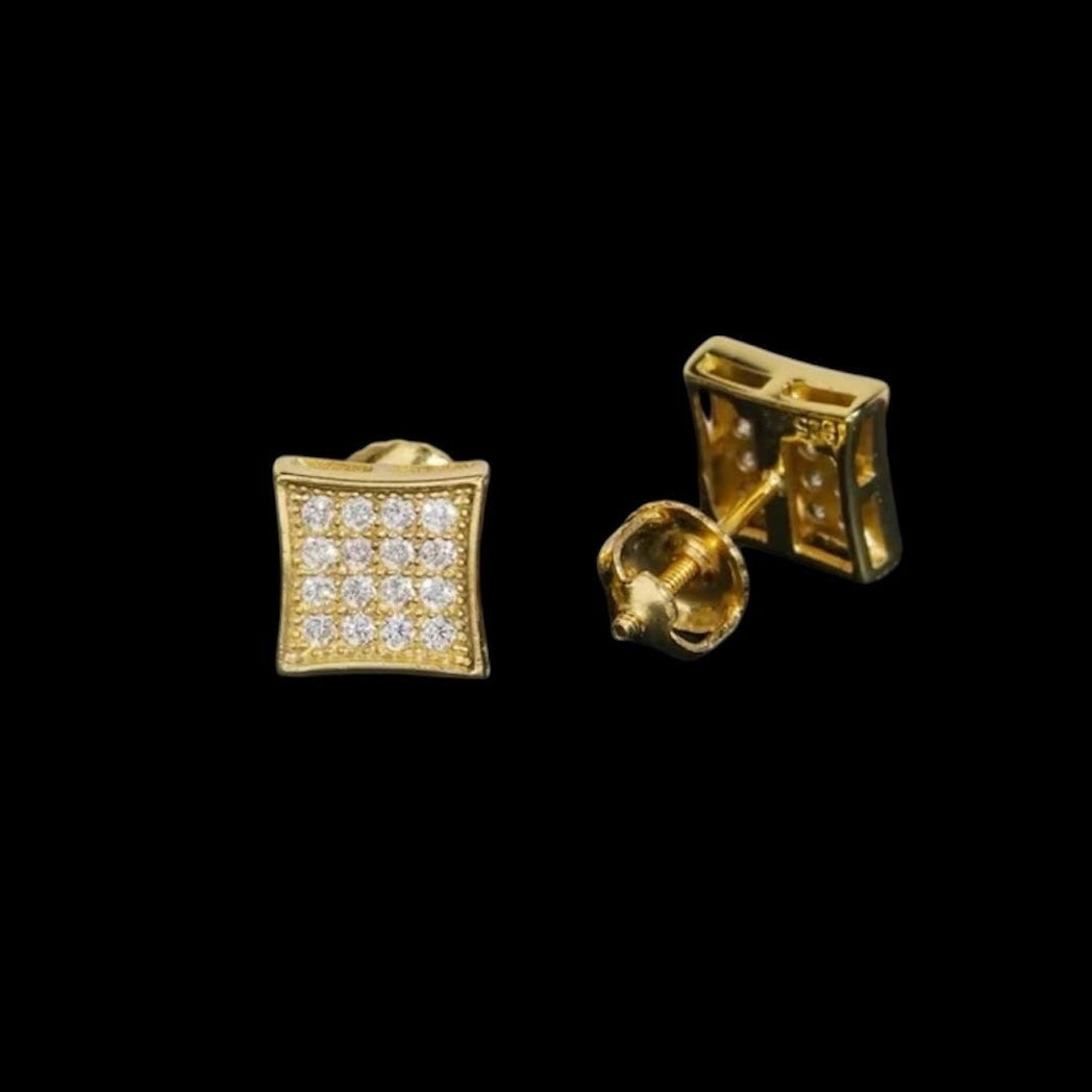 Studs Rounded Square En Moissanite - Solitaire