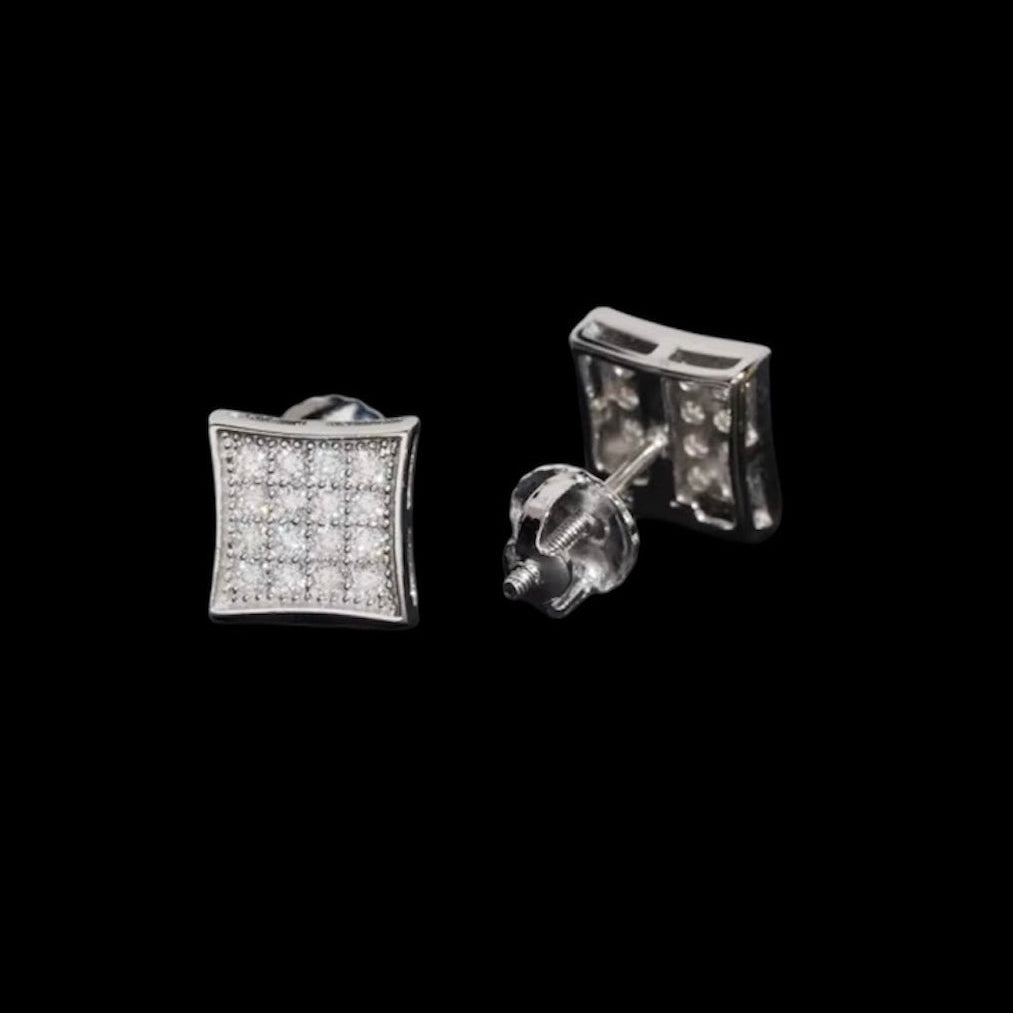 Studs Rounded Square En Moissanite - Solitaire