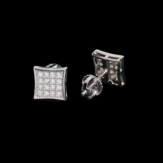 Studs Rounded Square En Moissanite - Solitaire