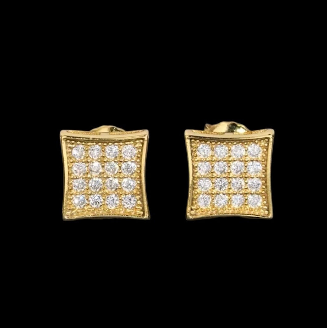 Studs Rounded Square En Moissanite - Solitaire