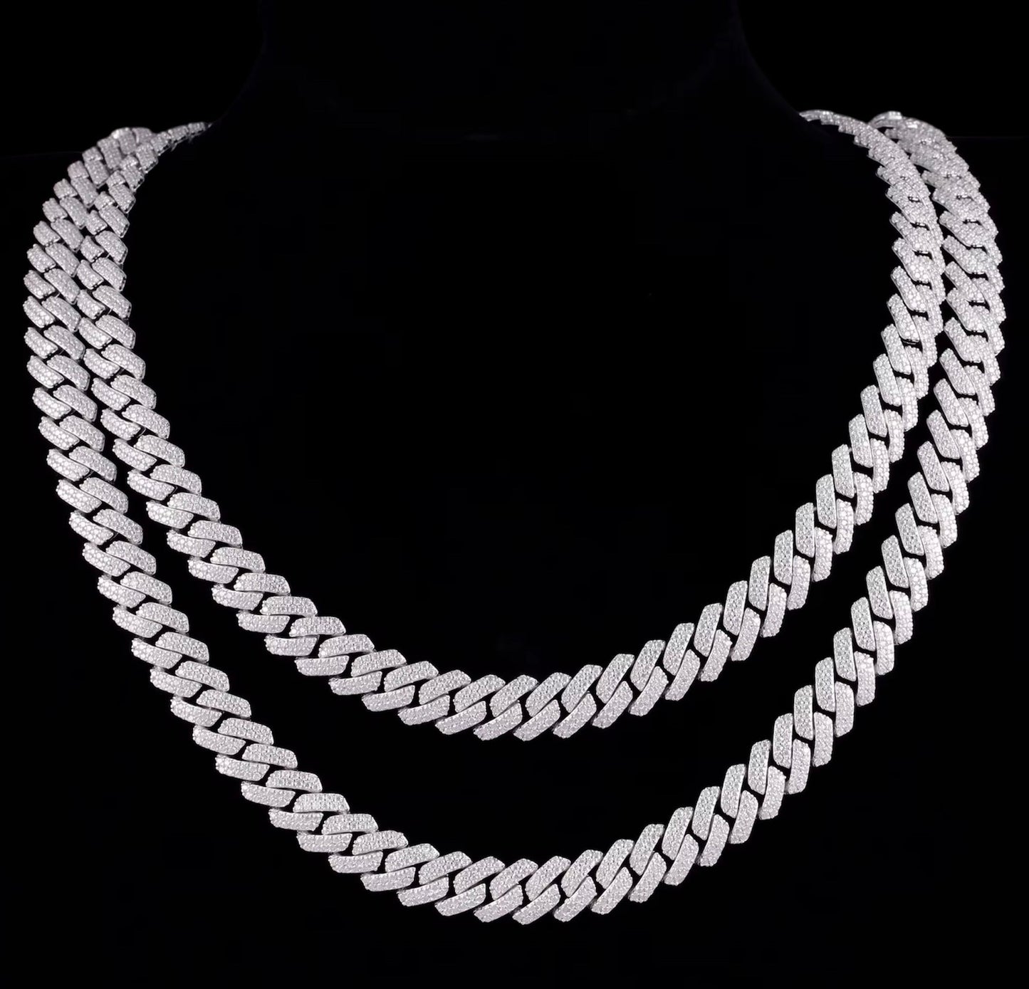 Chaine Cuban Link En Moissanite - Solitaire