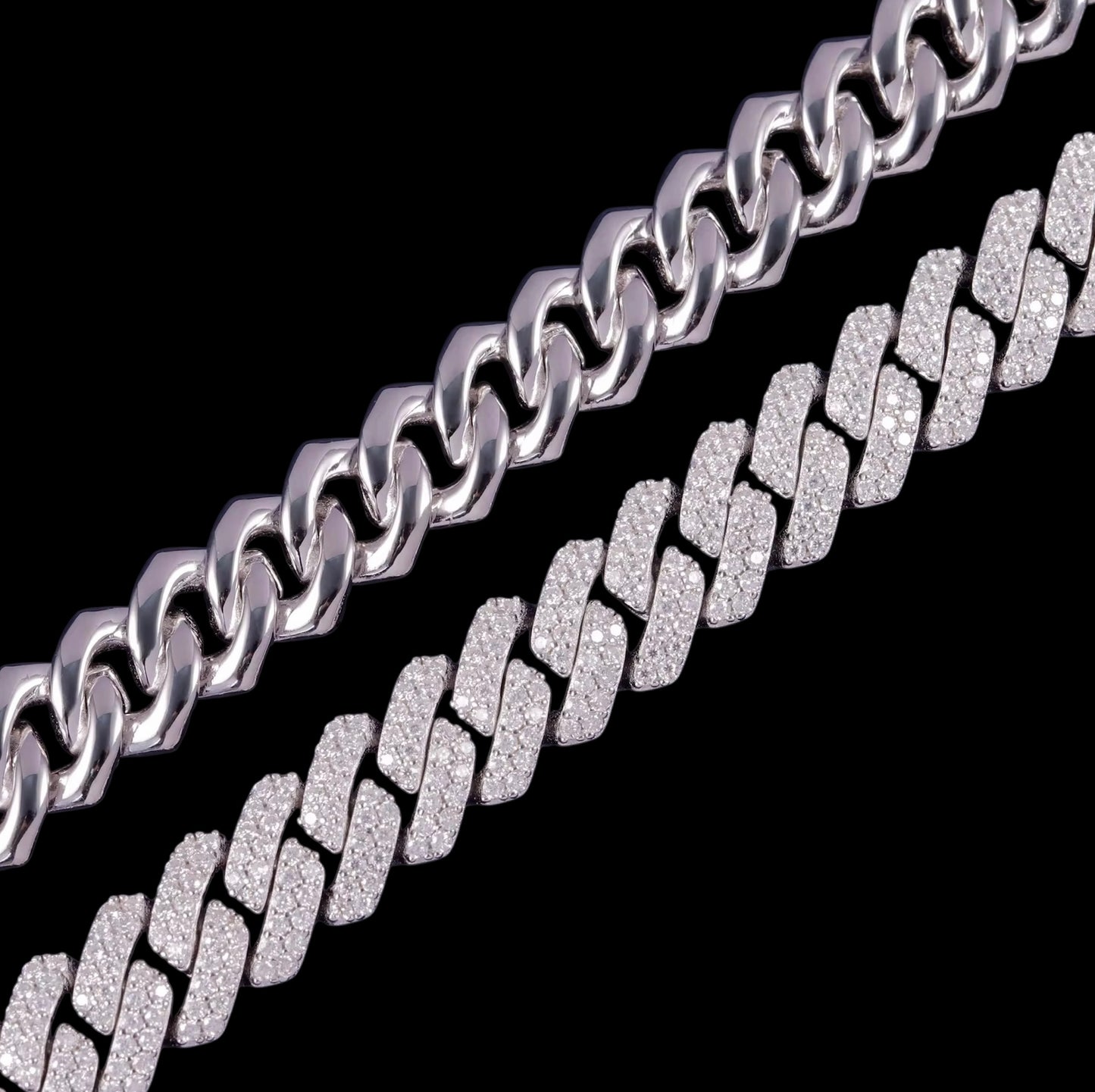 Chaine Cuban Link En Moissanite - Solitaire