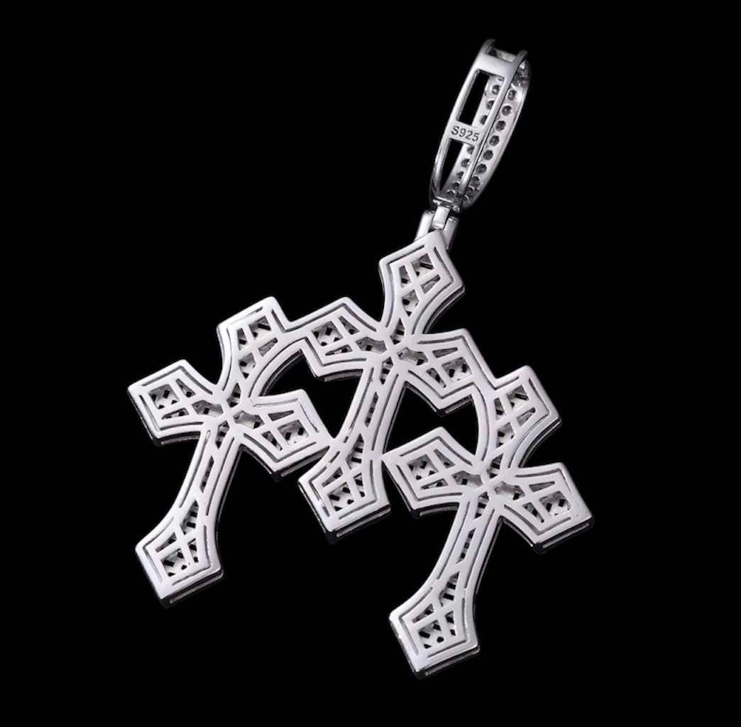 Pendentif 3 Croix En Moissanite - Solitaire