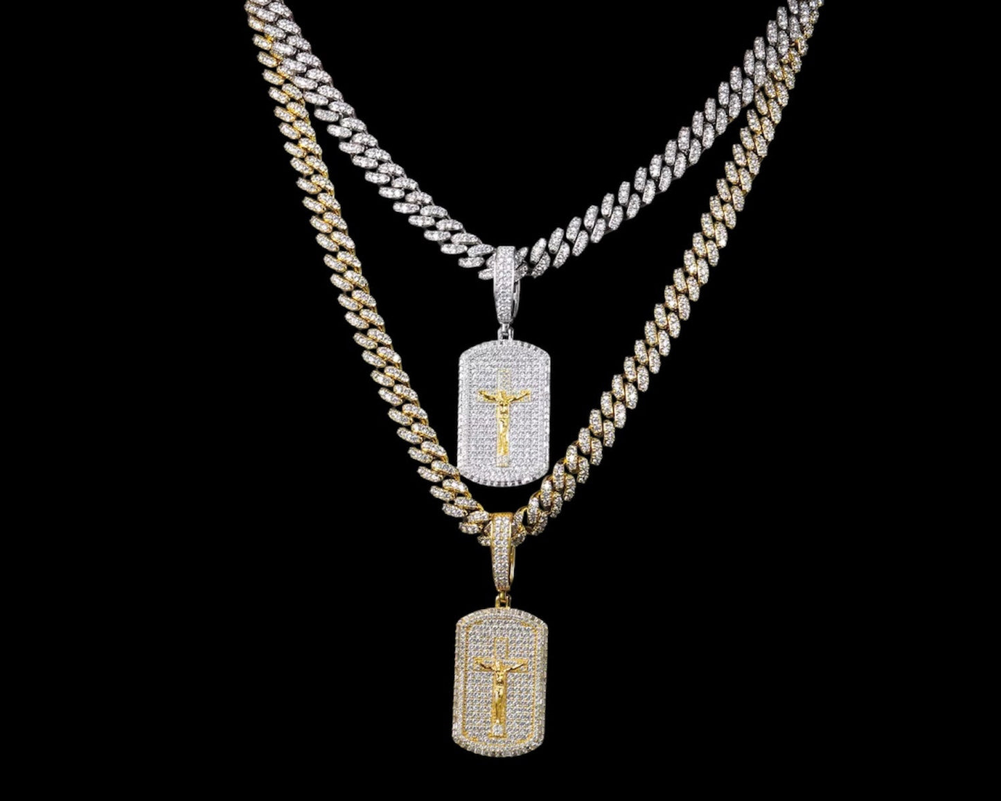 Pendentif Jésus Millitary Style En Moissanite - Solitaire