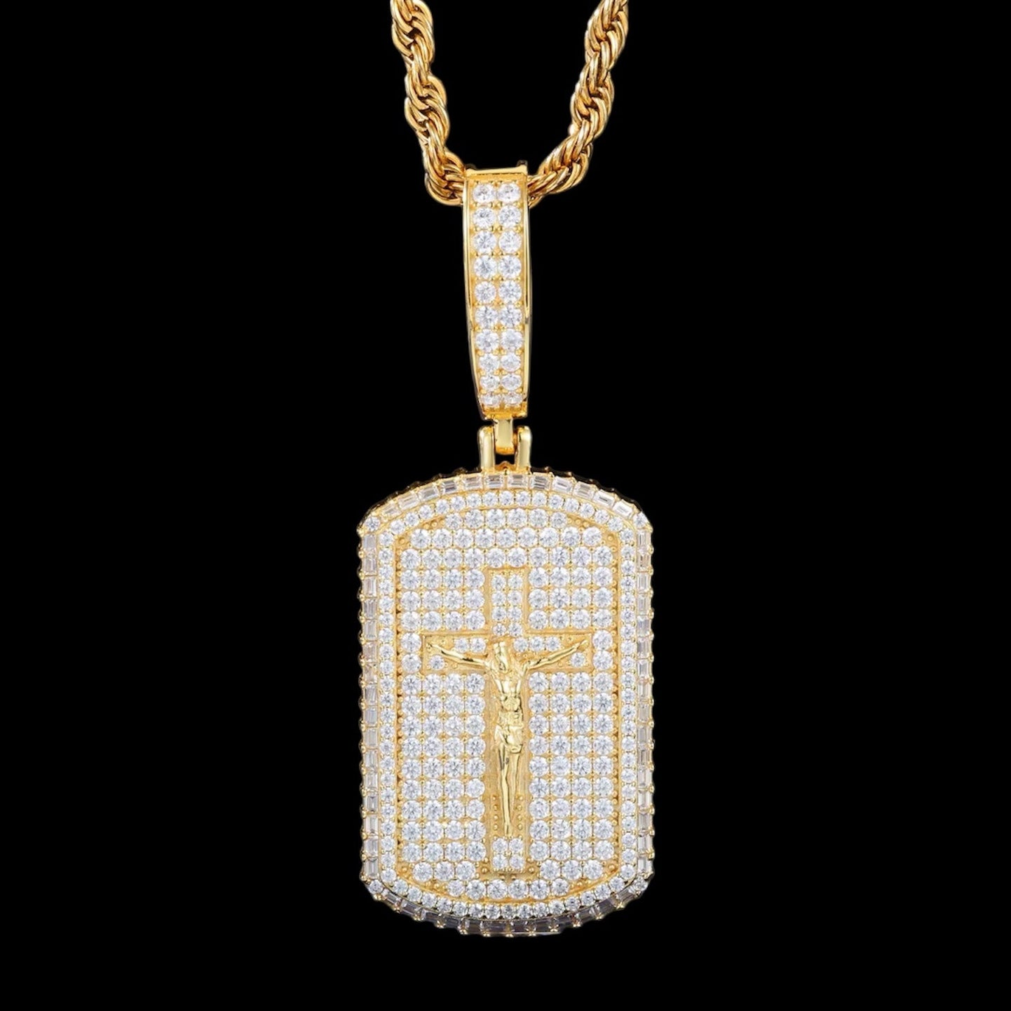 Pendentif Jésus Millitary Style En Moissanite - Solitaire
