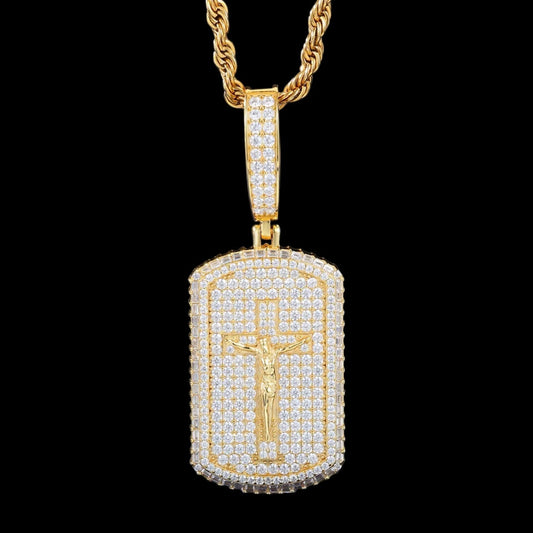 Pendentif Jésus Millitary Style En Moissanite - Solitaire