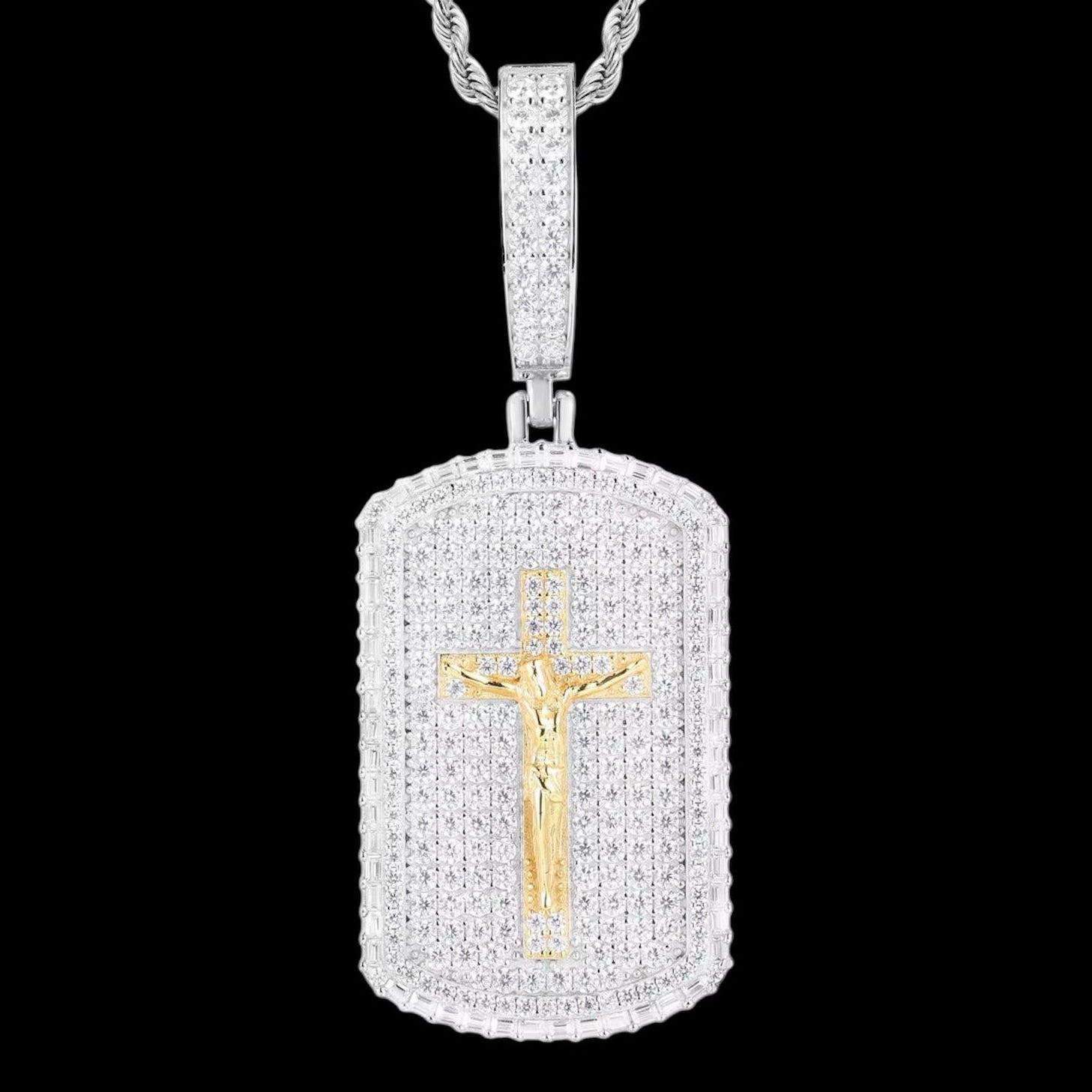 Pendentif Jésus Millitary Style En Moissanite - Solitaire
