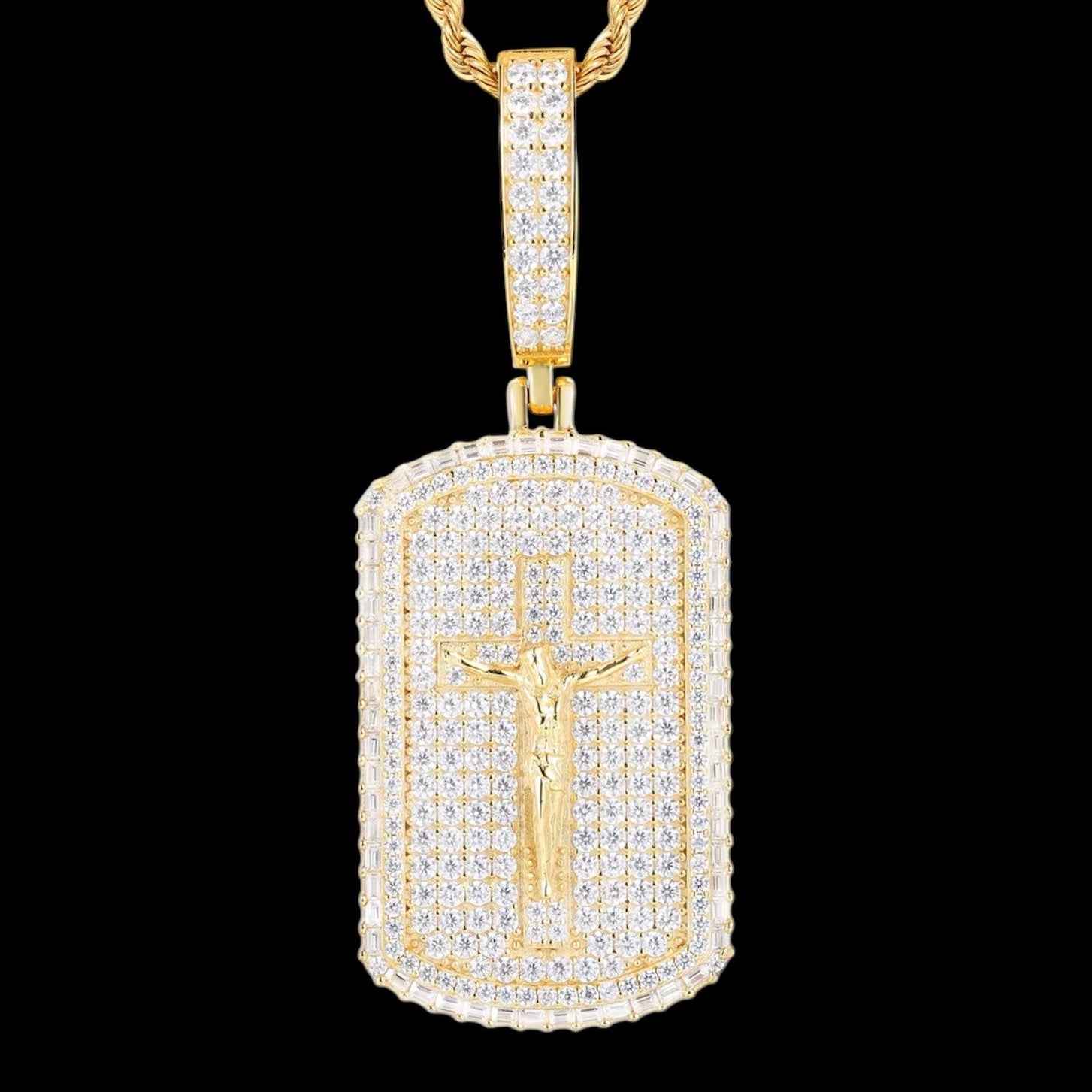 Pendentif Jésus Millitary Style En Moissanite - Solitaire
