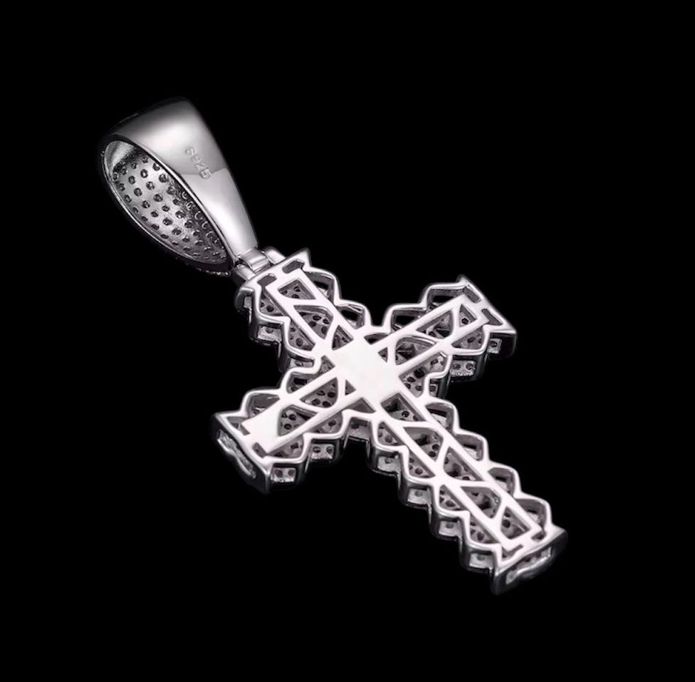 Pendentif Cuban Link Cross En Moissanite - Solitaire