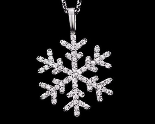 Pendentif Flocon Iced Out En Moissanite - Solitaire