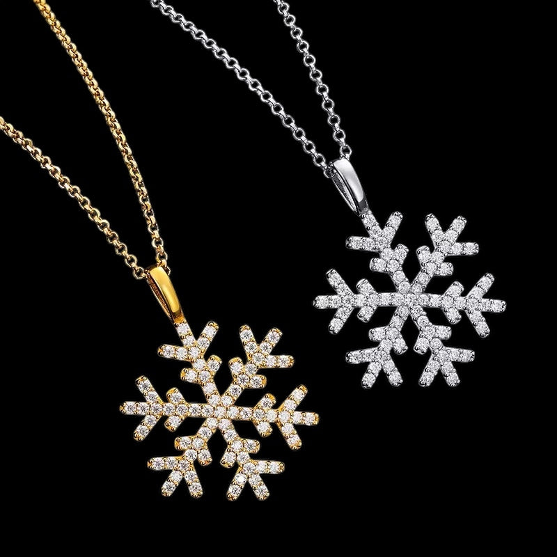 Pendentif Flocon Iced Out En Moissanite - Solitaire