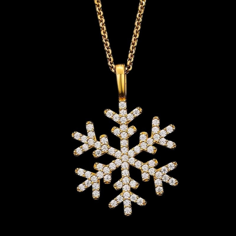 Pendentif Flocon Iced Out En Moissanite - Solitaire