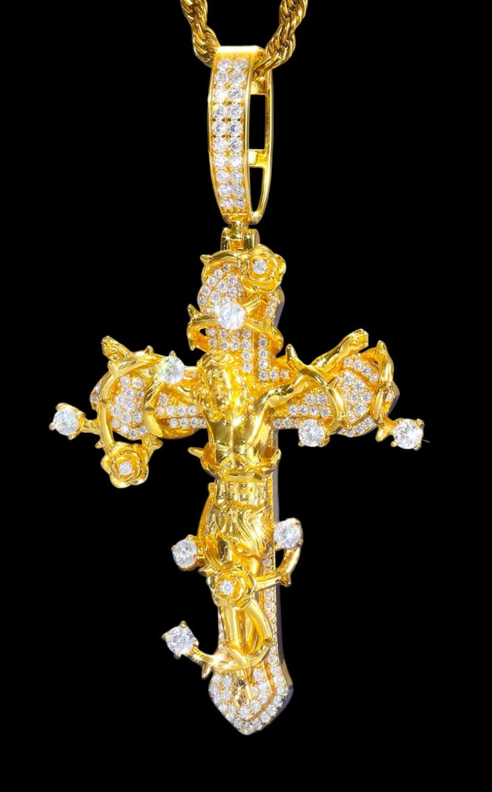 Pendentif Croix Royale Épine Sacrée En Moissanite - Solitaire