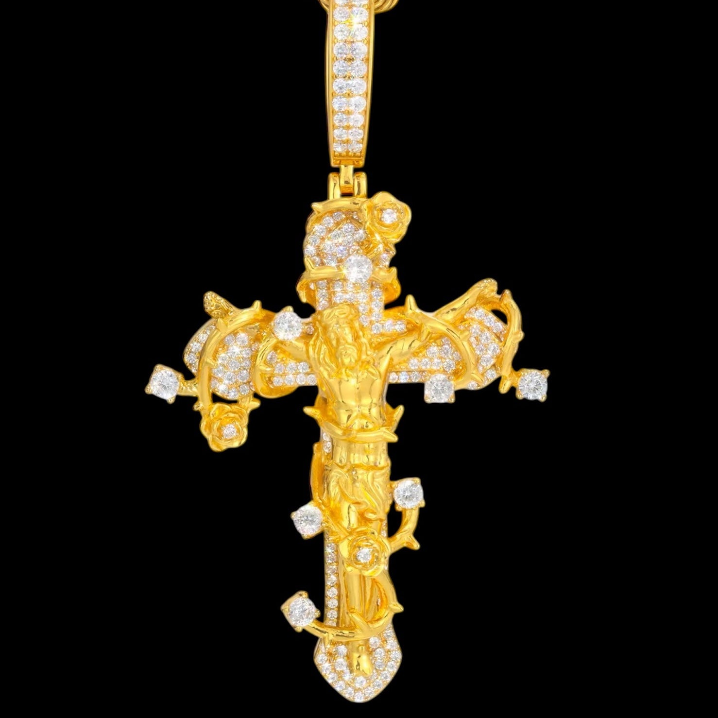 Pendentif Croix Royale Épine Sacrée En Moissanite - Solitaire