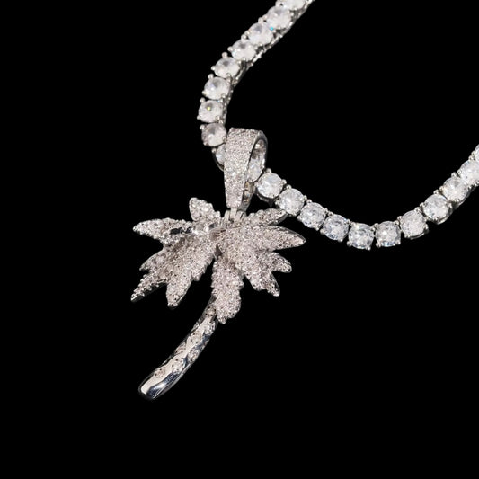 Pendentif Le Palmier Givré En Moissanite - Solitaire