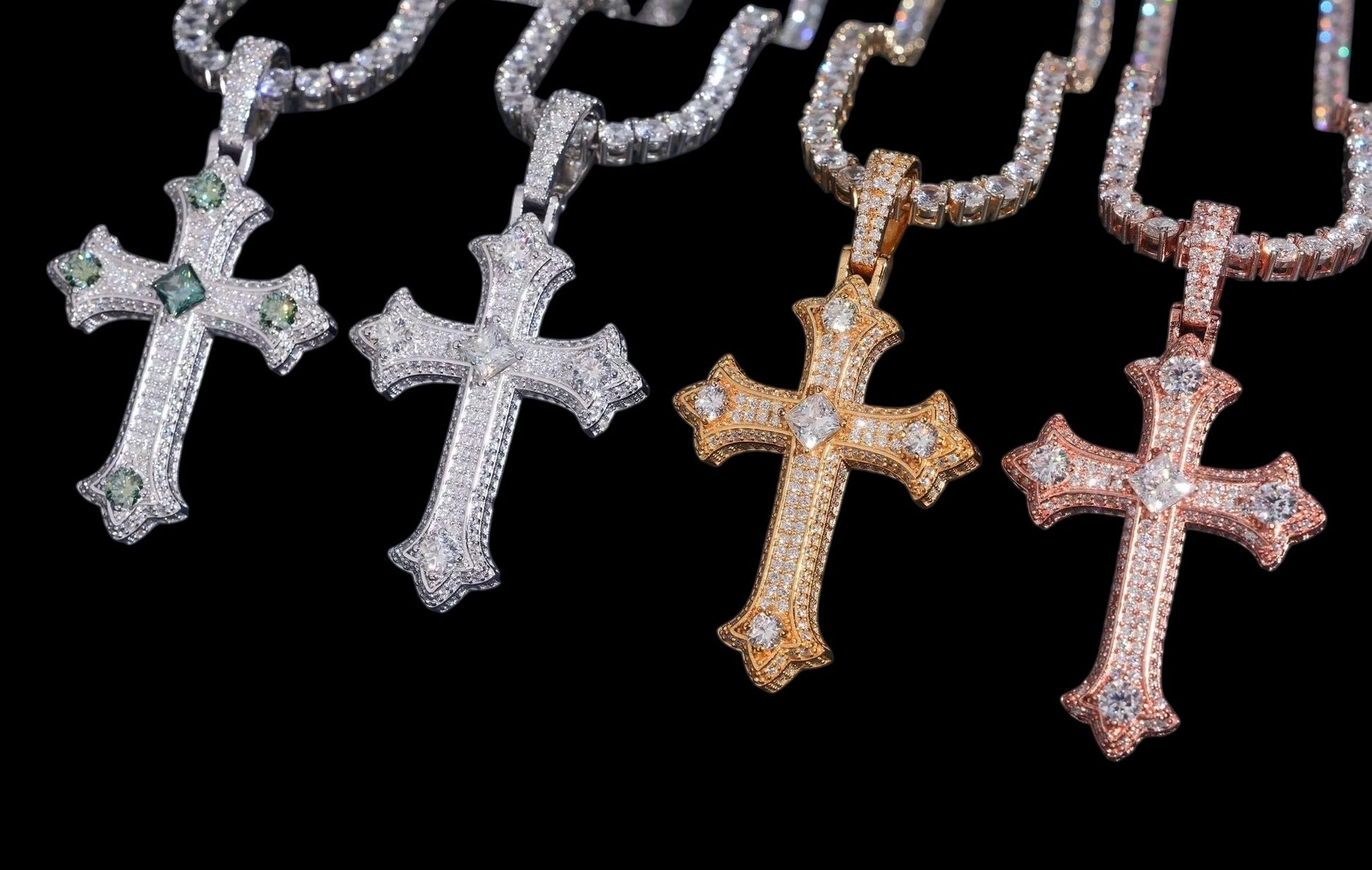 Pendentif Solitaire Chrome Cross En Moissanite - Solitaire