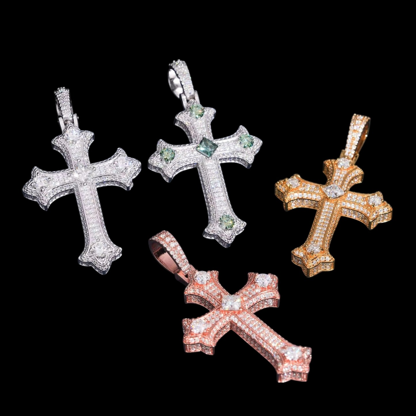 Pendentif Solitaire Chrome Cross En Moissanite - Solitaire