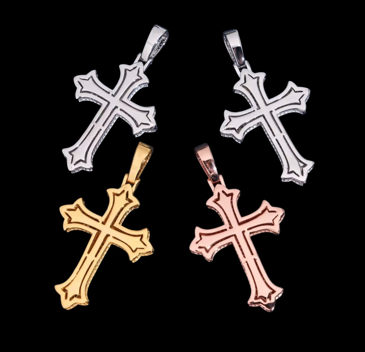Pendentif Solitaire Chrome Cross En Moissanite - Solitaire