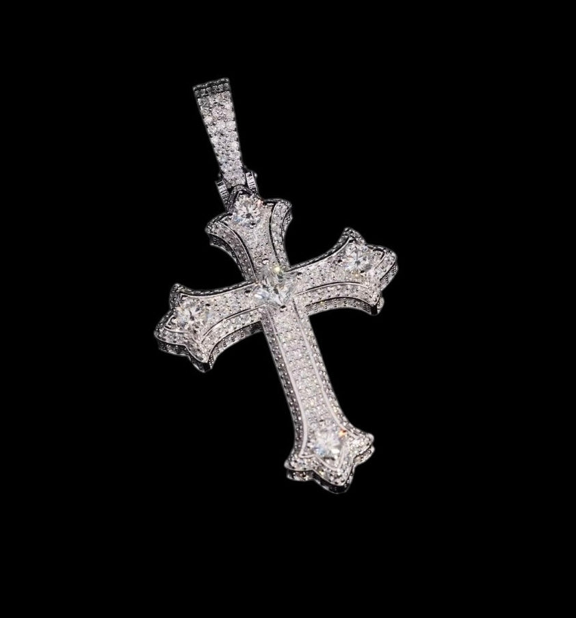 Pendentif Solitaire Chrome Cross En Moissanite - Solitaire
