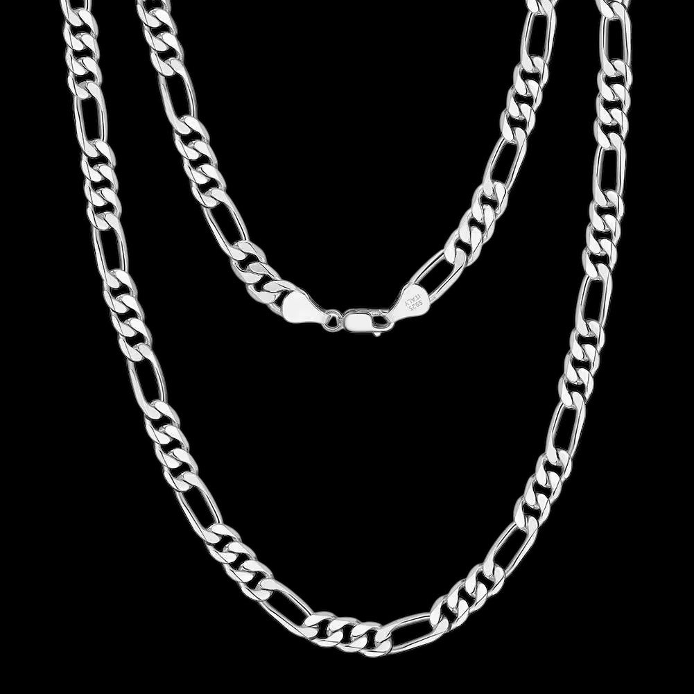 Chaîne Figaro Diamond Cut En Argent S925 - Solitaire