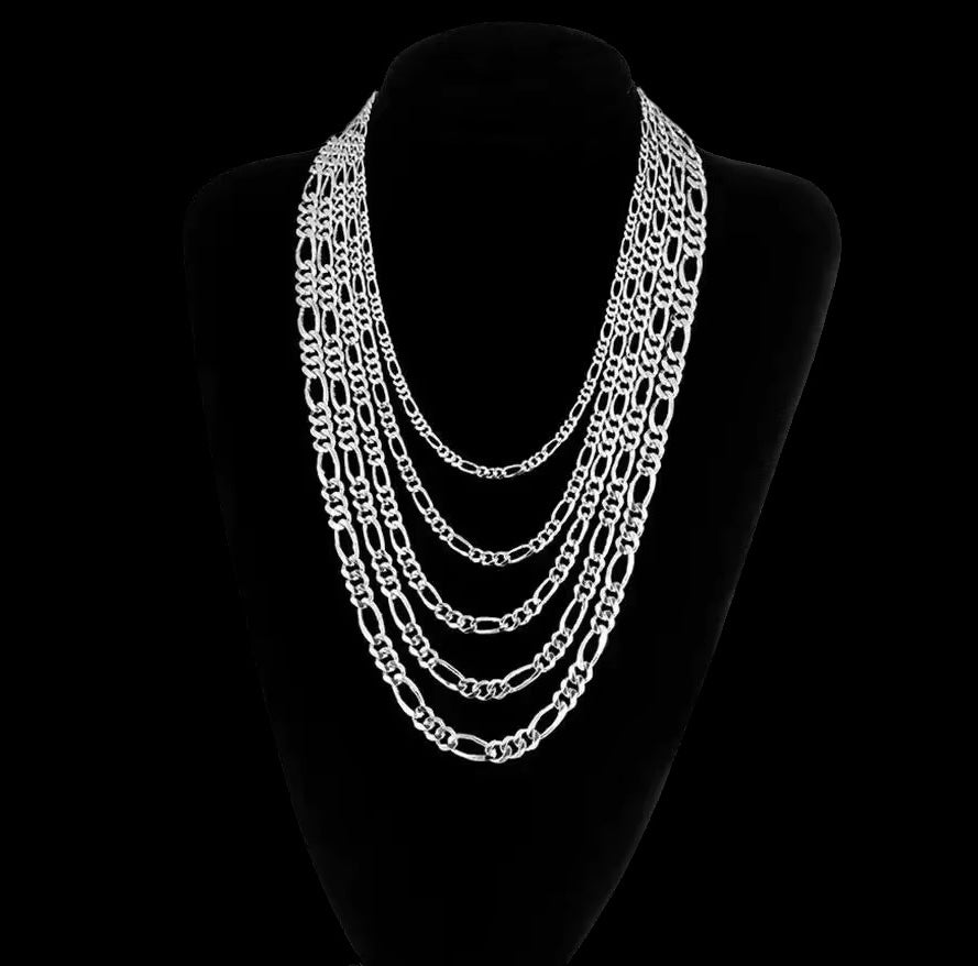 Chaîne Figaro Diamond Cut En Argent S925 - Solitaire