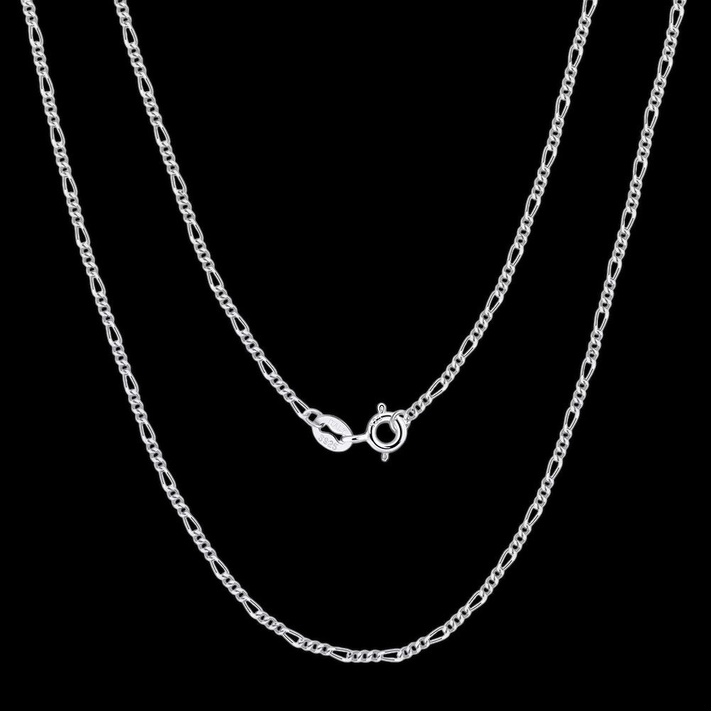 Chaîne Figaro Diamond Cut En Argent S925 - Solitaire