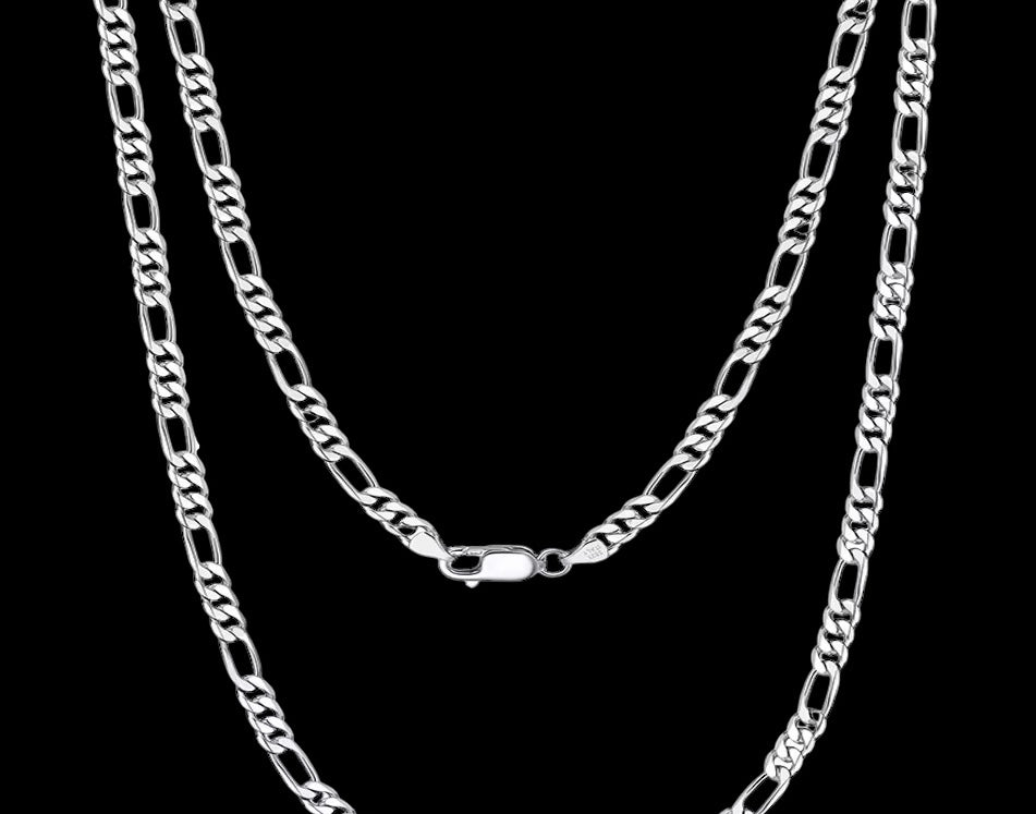Chaîne Figaro Diamond Cut En Argent S925 - Solitaire