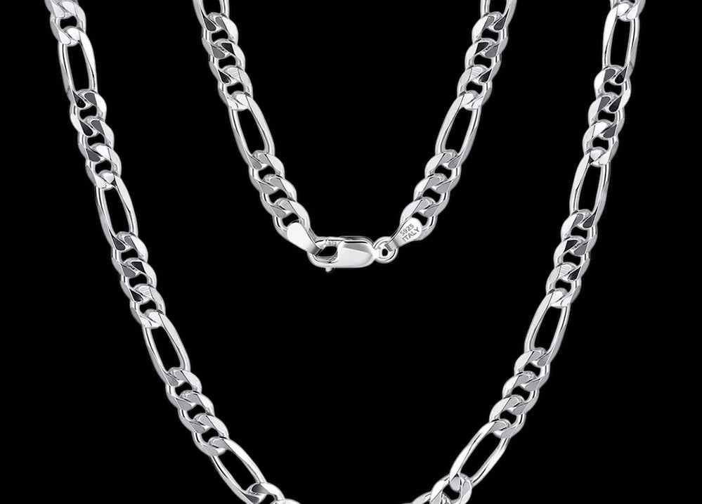 Chaîne Figaro Diamond Cut En Argent S925 - Solitaire