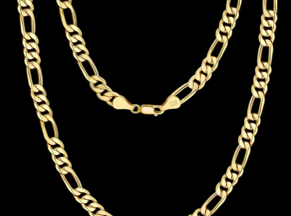 Chaîne Figaro Diamond Cut En Argent S925 - Solitaire